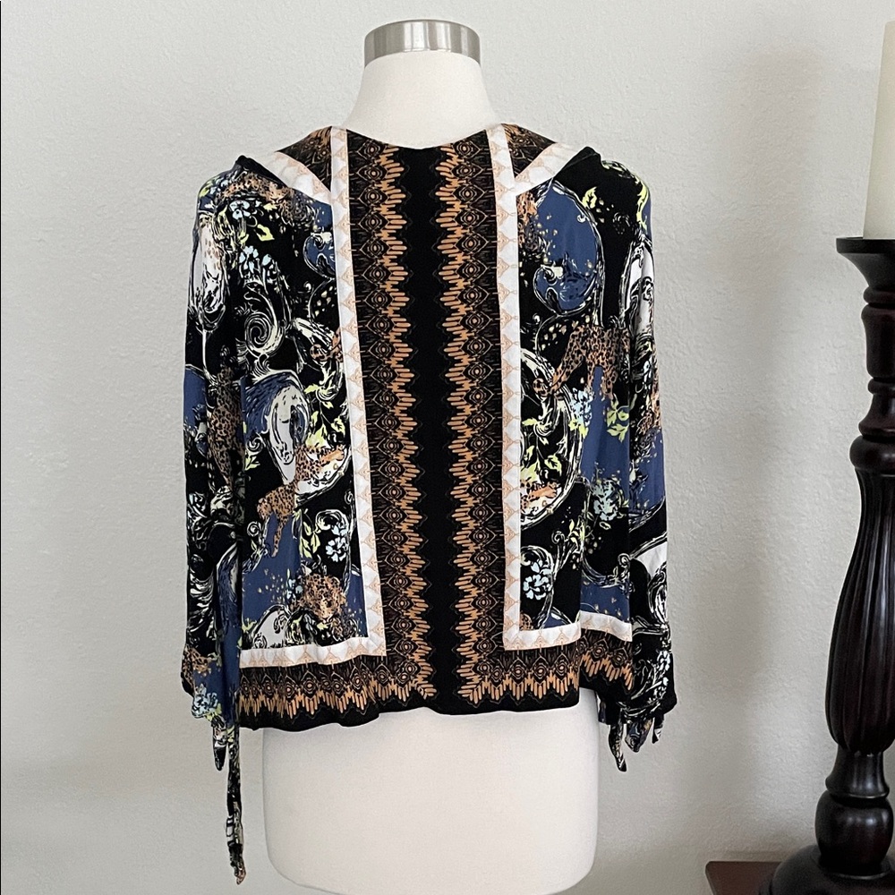 Free People Black and Gold Patterned Blouse - Picture 5 of 6